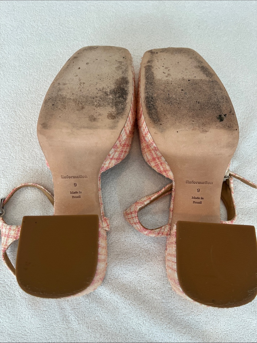 Reformation Marisol Platform Heels in pink tweed 70’s style size 9 - Picture 5 of 5